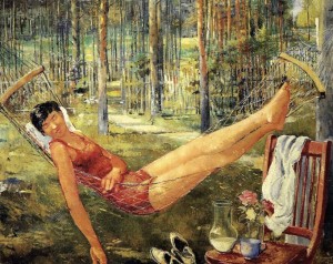 Юрий Пименов  «Женщина в гамаке». 1934